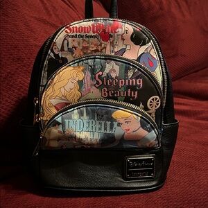 Loungefly Disney Princess Black Multi-Color Backpack